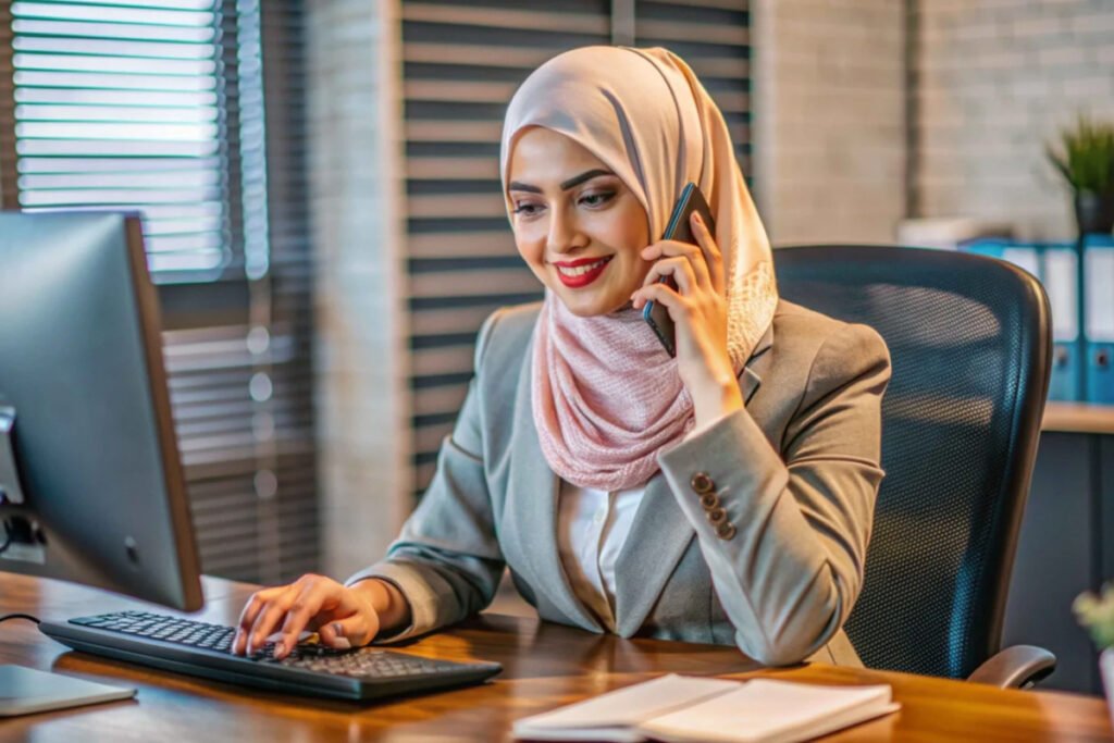 Arab Muslim Woman Call Center Help desk Officer