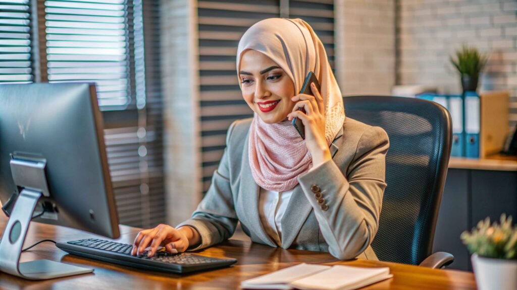 Arab Muslim Woman Call Center Worker