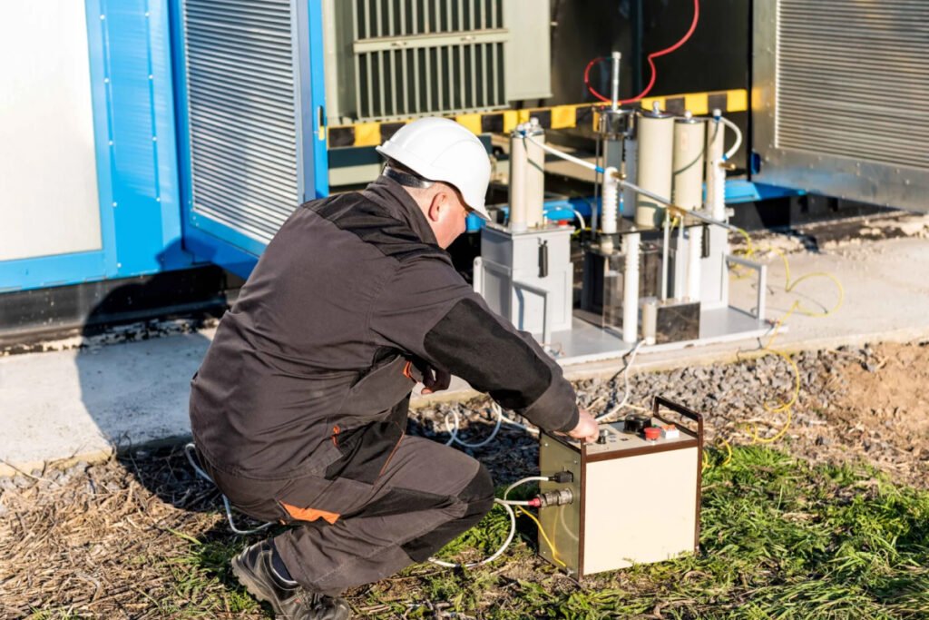 Technician works on electrical box