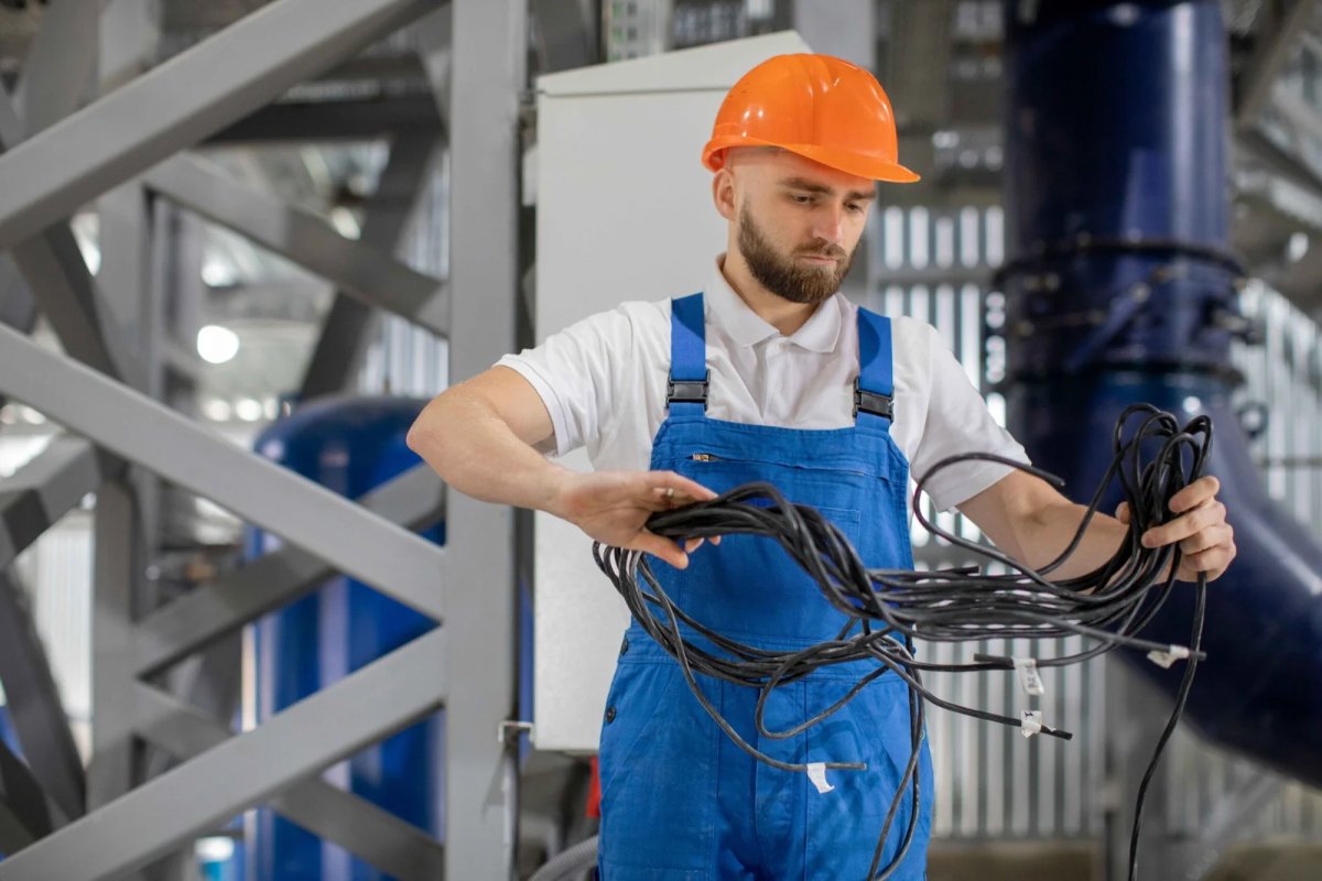 Electrical worker working in industry