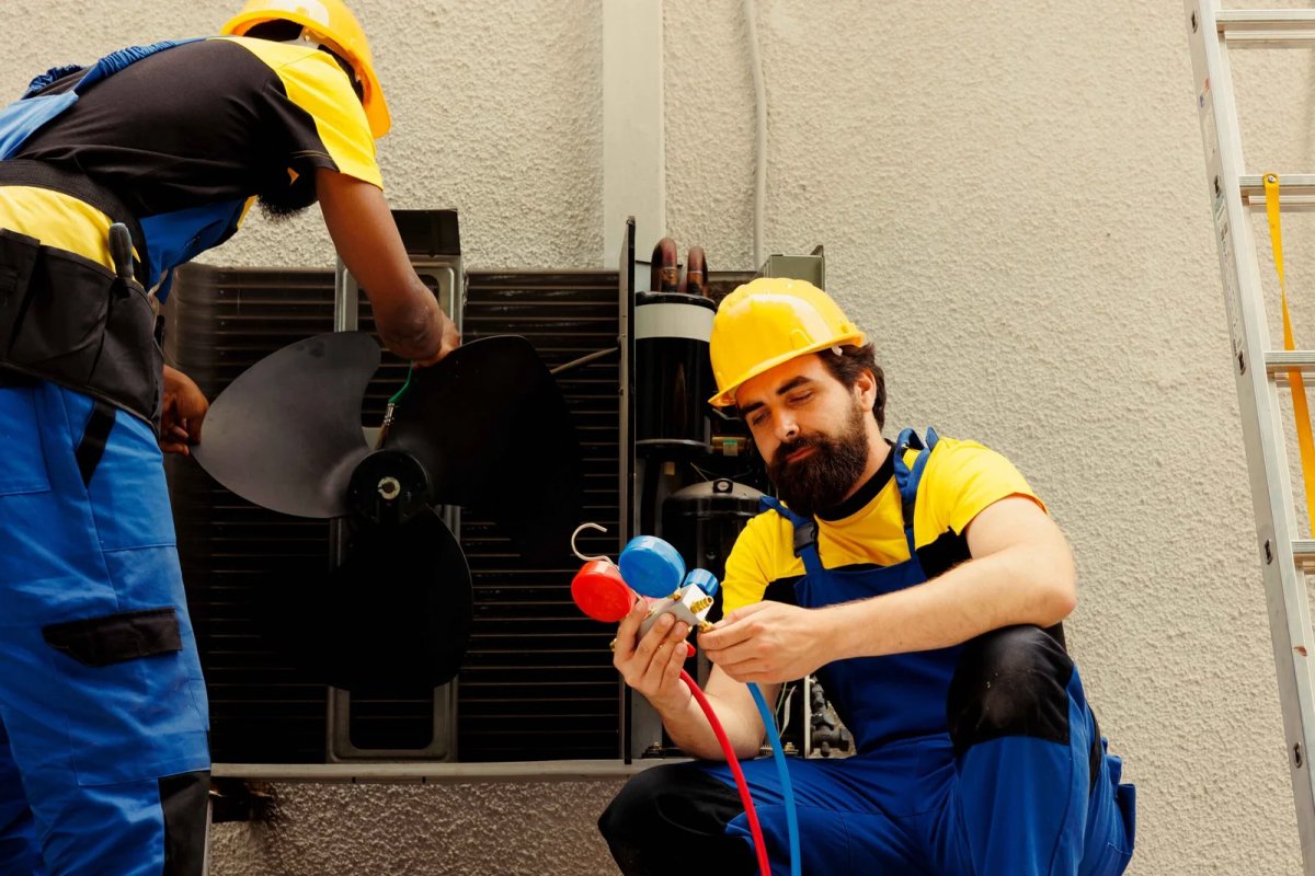 Worker grinding metal with sparks