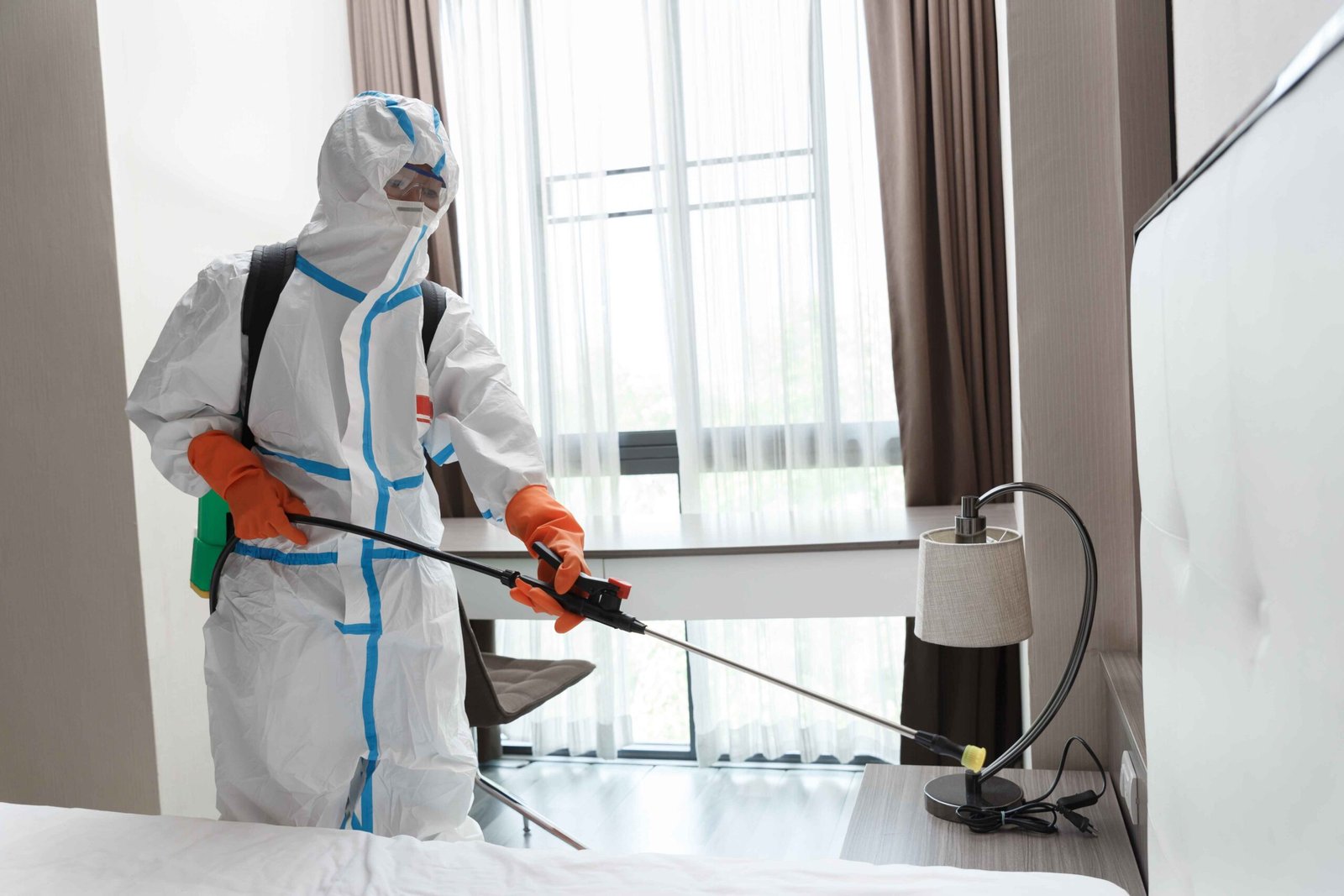 Pest Control Man Spray in office