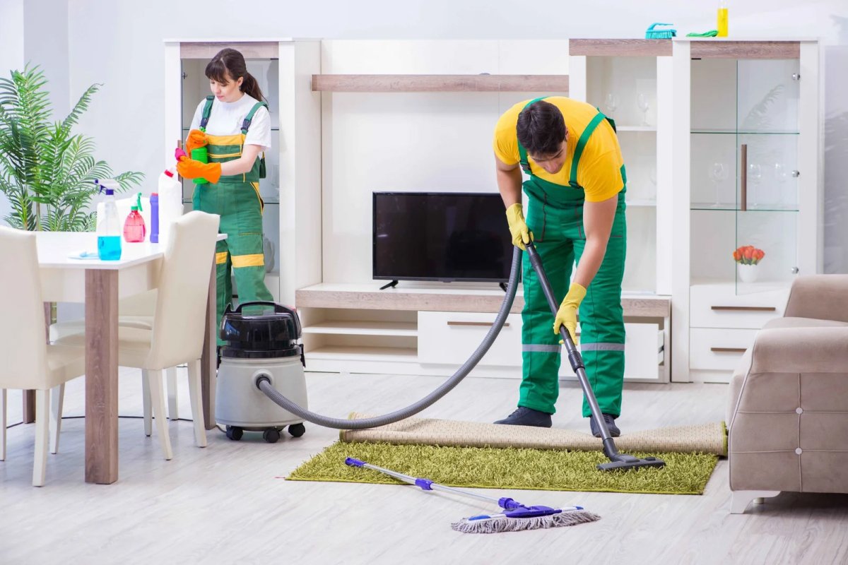 Professional Janitor Providing Cleaning Services