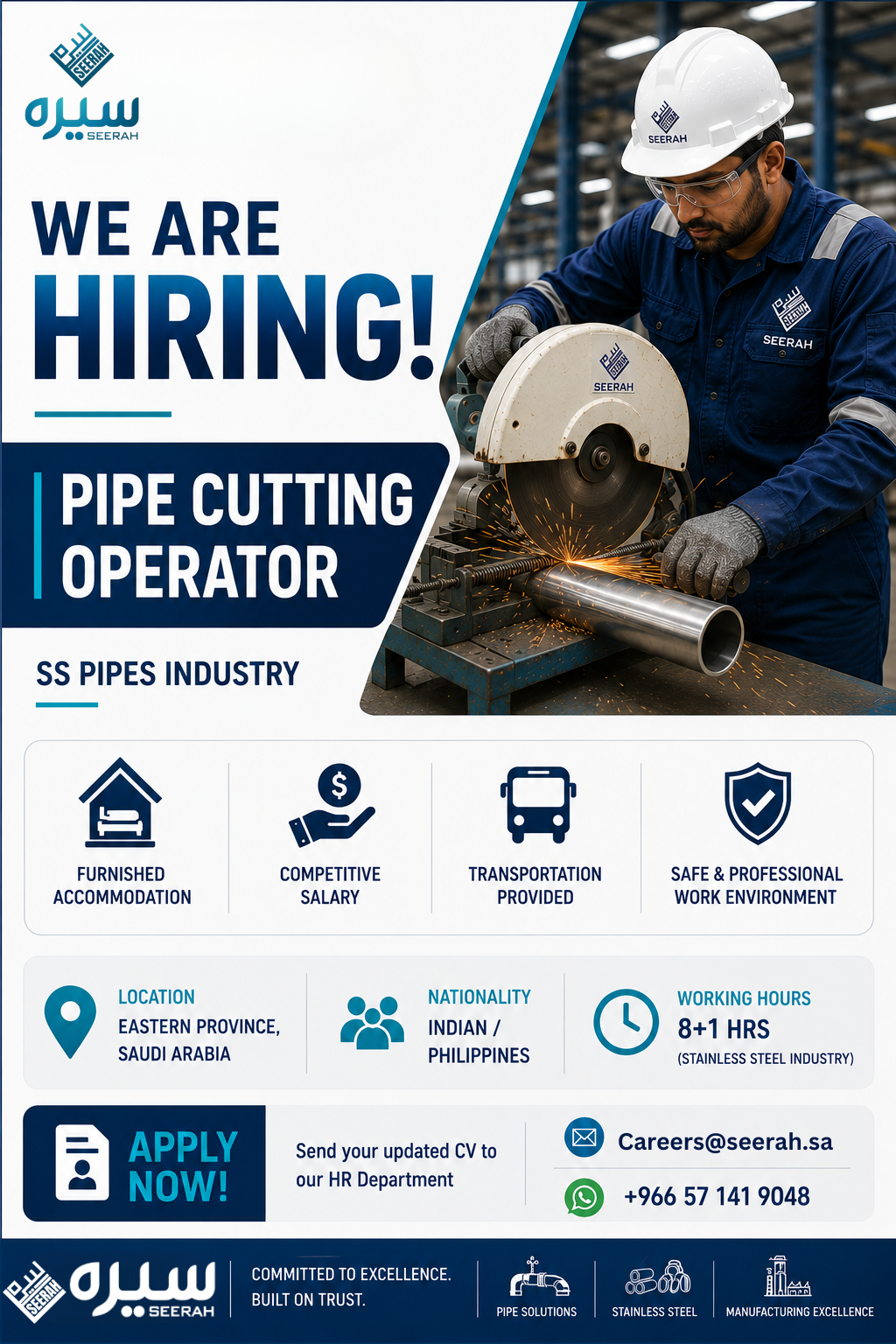 Pipe cutting operator